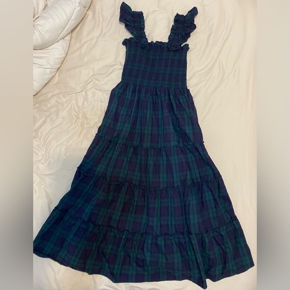 Hill House Green & Navy Tartan Ellie Nap Dress (XS)